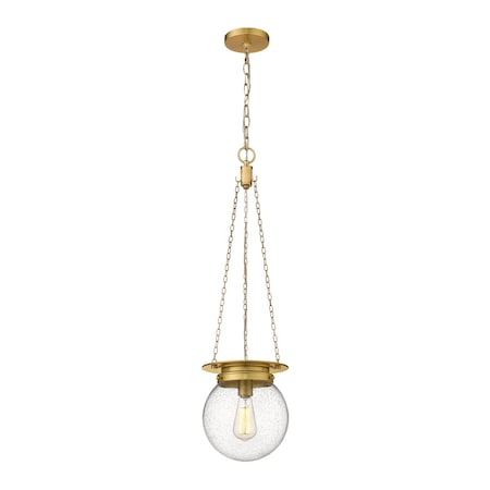 Z-Lite Calhoun Pendant, 1-Light, 9 In.W x 10.75 In.H, Heritage Brass/Clear seedy 7506P9-HBR